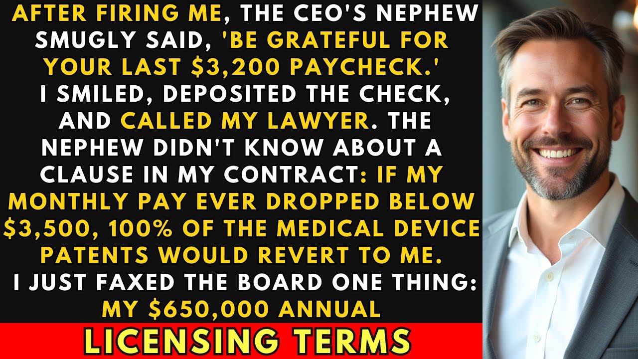 The CEO's Nephew Fired Me — His $3,200 Check Triggered A Patent Reversion Clause | Office Revenge