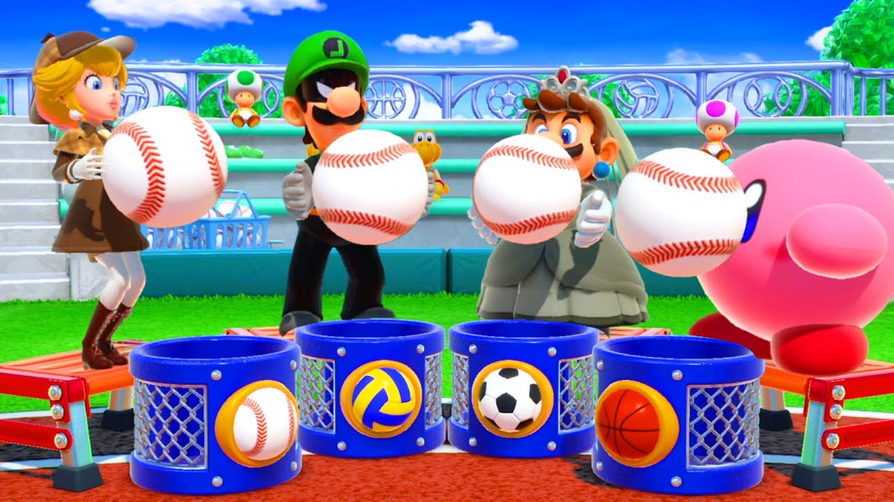 【スーパーマリオパーティ】ミニゲームピーチVsマリオVsルイージ Vsカービィ(最強CPU｢たつじん」)