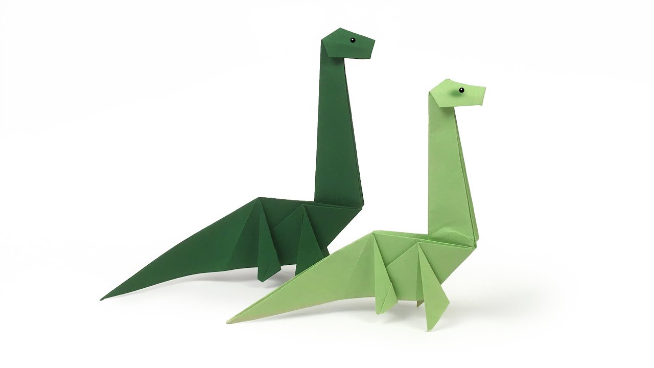 Easy Origami Dinosaur - very easy brontosaurus origami - How to make an origami brontosaurus