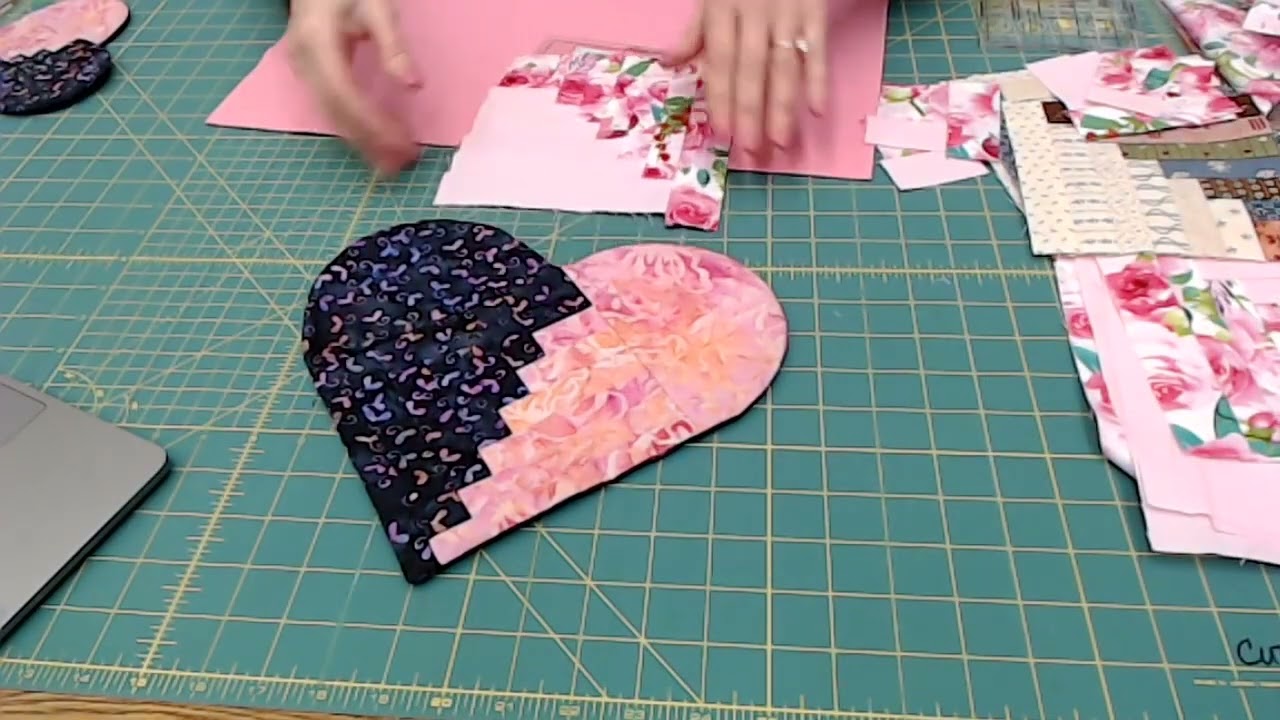 How-to use the Creative Grids® Log Cabin Trim Tools to create a Heart Mug Rug for Valentine’s Day