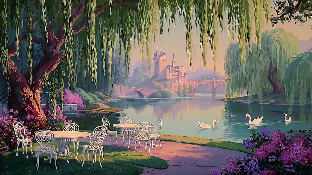 Quiet Tea by the Castle Lake – Gentle Disney Music from Another Room | Calm & Cozy Ambience