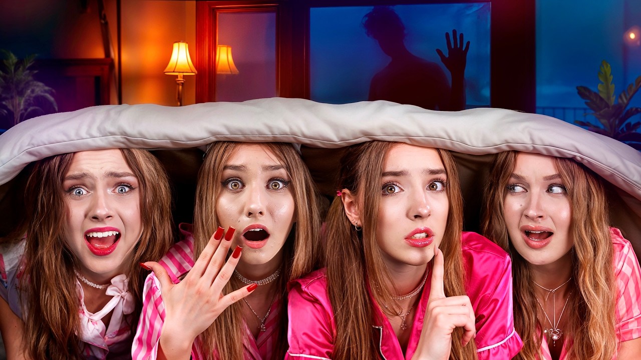 Quadrigêmeas Em Uma Festa do Pijama! Passar a Noite em Uma Mansão Assombrada!