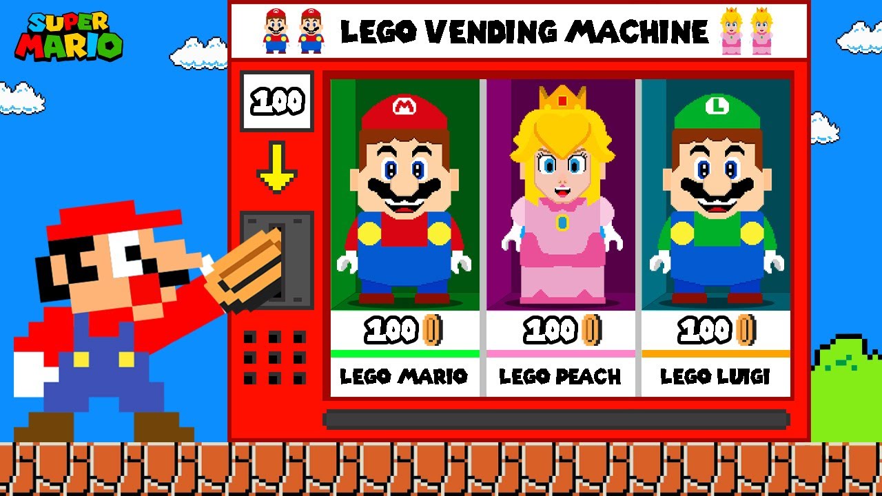 Mario's Choosing the Ideal Lego Mario, Luigi and Peach from the Vending Machine!