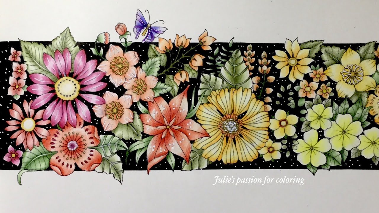 WORLD OF FLOWERS by Johanna Basford - prismacolor pencils - color along