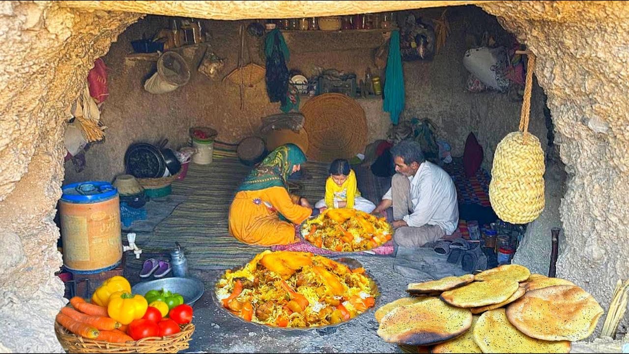 Traditional Persian Bread & Cooking Special Carrot Pilaf Recipe in a Nomadic Way