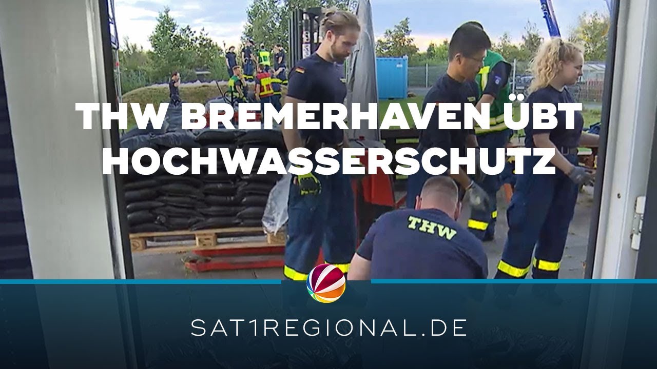 Sichere Deiche: THW Bremerhaven übt Hochwasserschutz