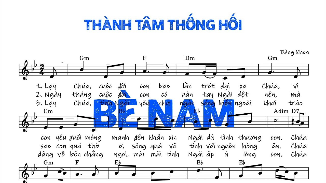 Thành Tâm Thống Hối - Đăng Khoa (tập hát, bè nam, bè phụ)