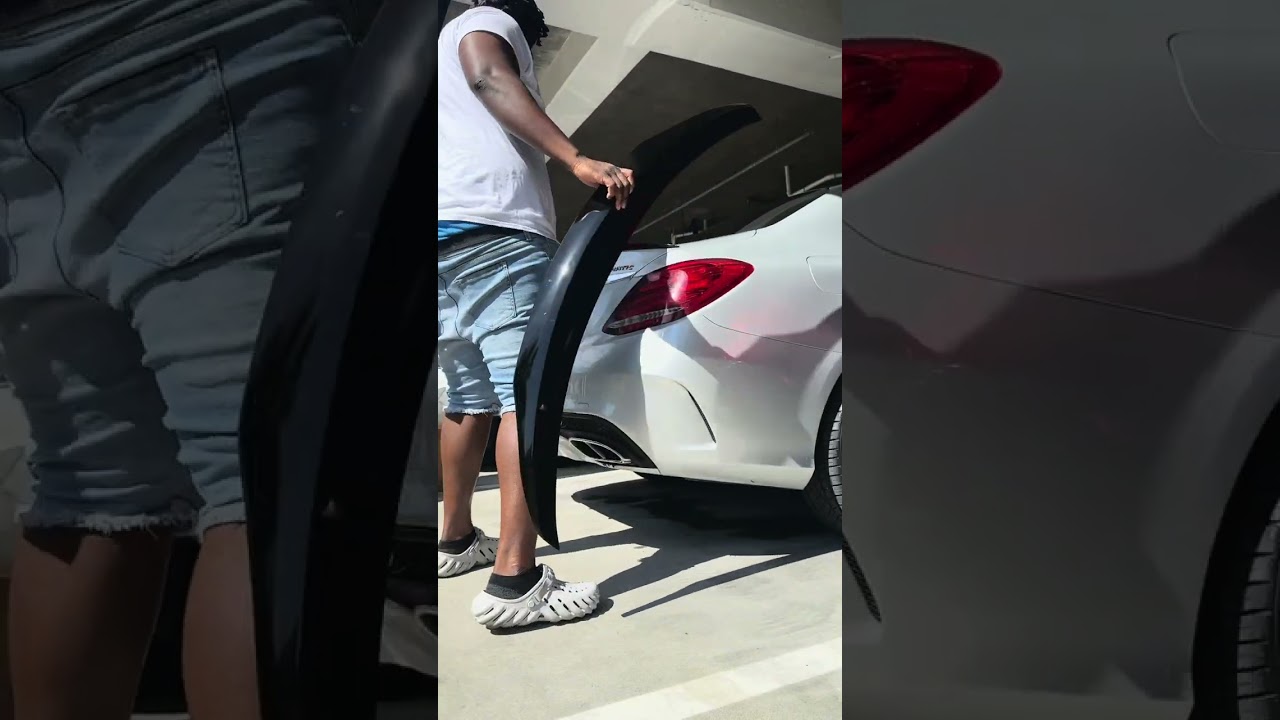 I installed a new rear spoiler & side skirts on my Amg Mercedes C300 🔥🔥🔥//Mercedesc300amg//