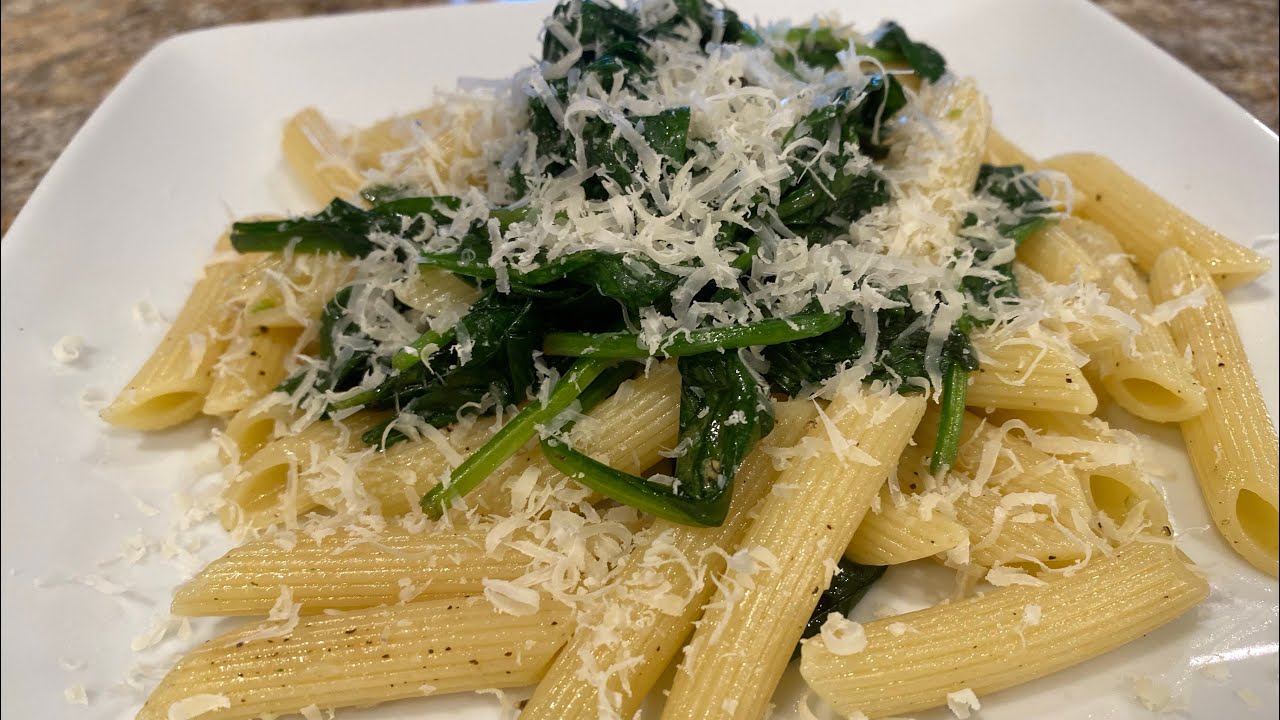Spinach Garlic Ziti #food #lightmeal #frugalmeals 