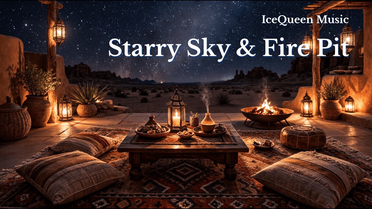 “Desert Nights” 🌌 Arabian Courtyard Ambience: Starry Sky & Fire Pit