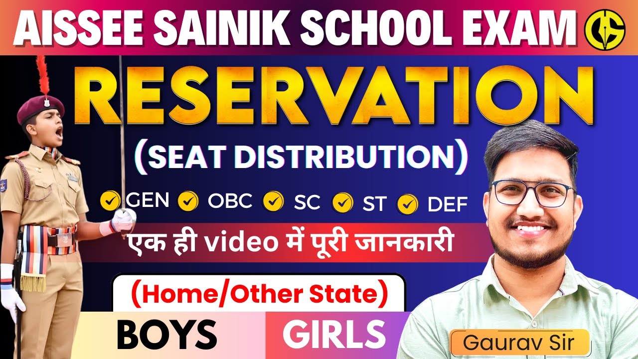 Sainik School Reservation Process🔥Seat Distribution table Sainik school Exam-18 January✅