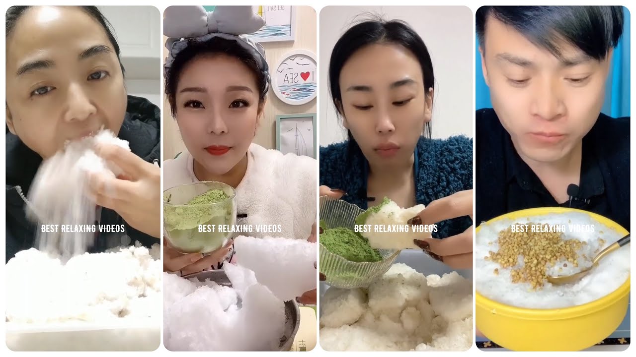 [ASMR] MATCHA TEA ICE EATING 💚🍵 & BUCKWHEAT TEA ICE EATING 💛☕️ & BIG BITES 🤤