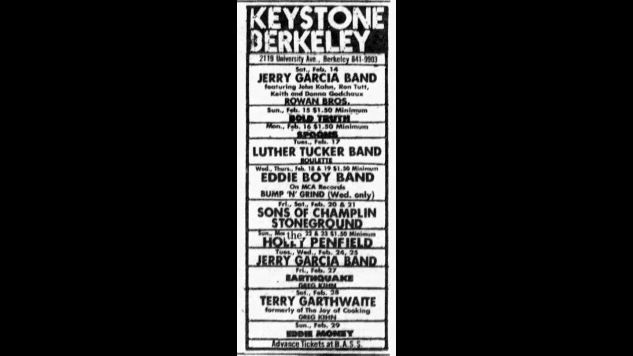 Jerry Garcia Band - 2/13/76 - Keystone; Berkeley, CA - aud
