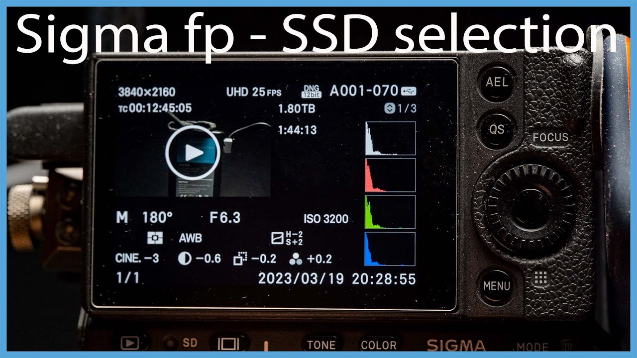 Sigma fp - SSD selection for RAW VIDEO recording in one take over the entire capacity of the disc.