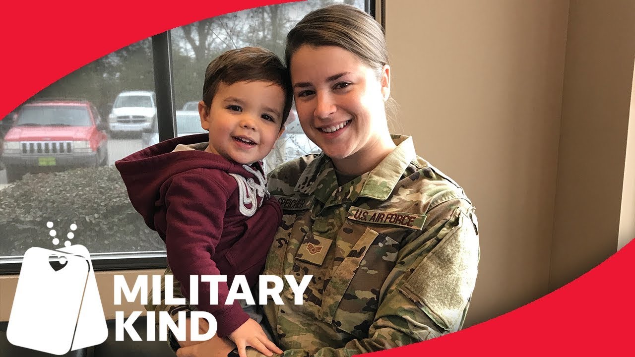 Military mom holds toddler in her arms again
