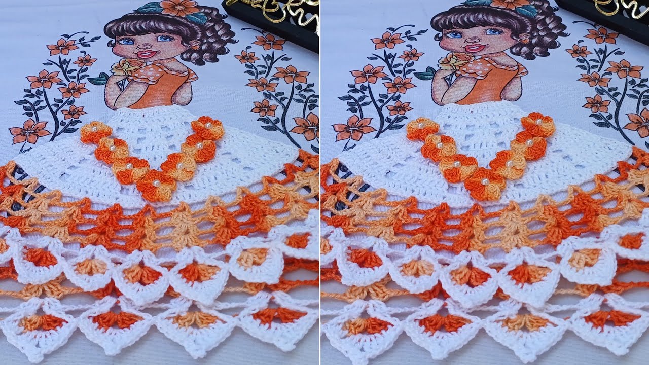 Saia de crochê para pano de prato Passo a passo