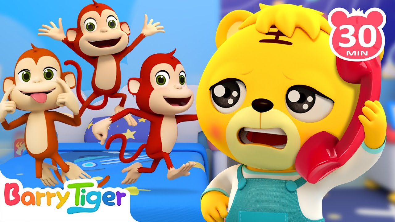 5 Little Monkeys🐒 & More | Animal Songs Compilation | Nursery Rhymes & Kids Songs | BarryTiger