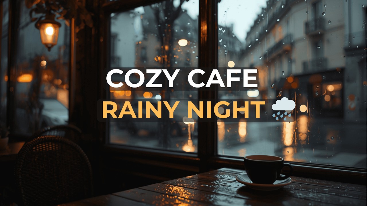 Rainy Night Coffee Shop Ambience 🌧️☕ Relaxing Rain Sounds & Jazz for Study, Focus, Sleep