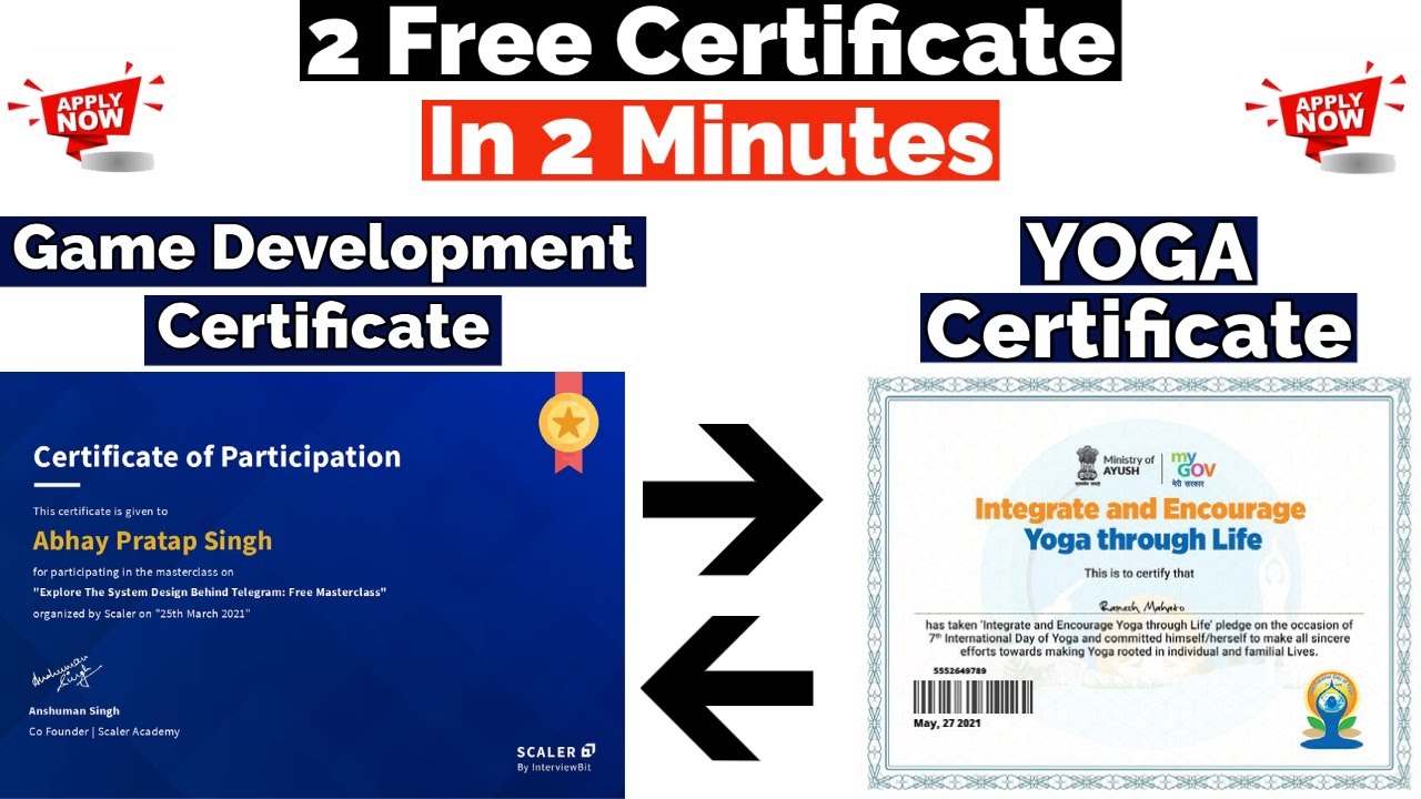 2 Free Certificate In 2 Minutes | Game Development Certificate | YOGA Certificate