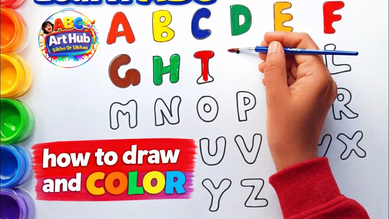 Learn ABC & Colours Neam || with rayms ||#abcarthubsikhoorsikhao #abclearningforkids 