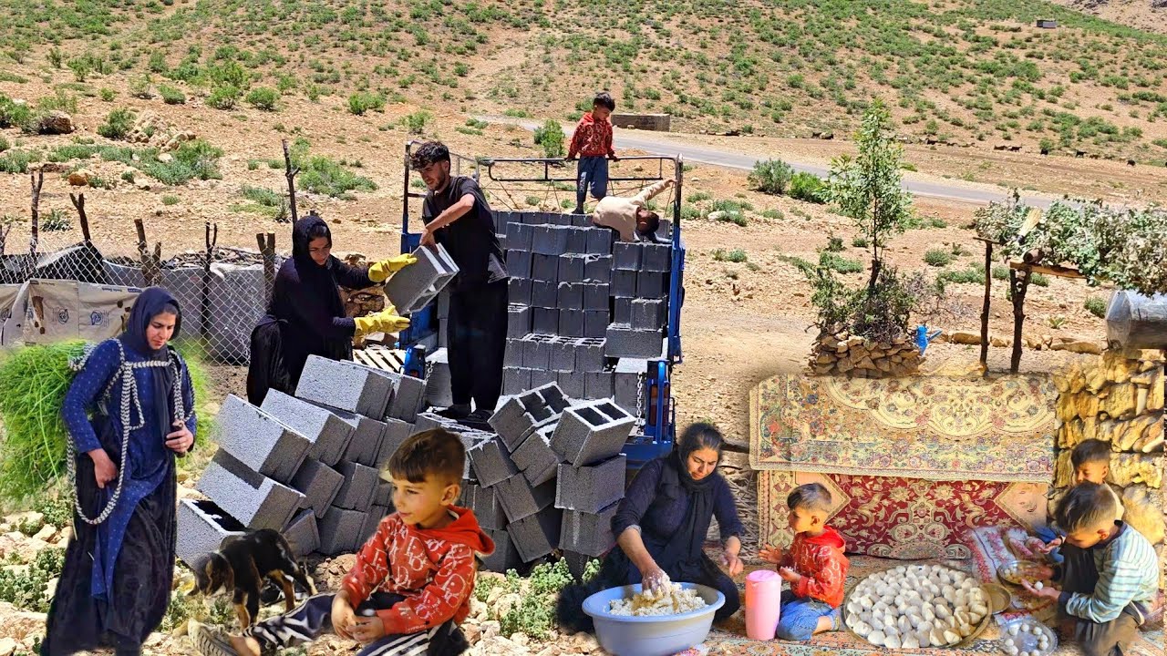 🔥 Nomadic Life: A Nomadic Woman's Hard Work Building a Flock Shelter and Making Kashk in Iran 🏔️🐑