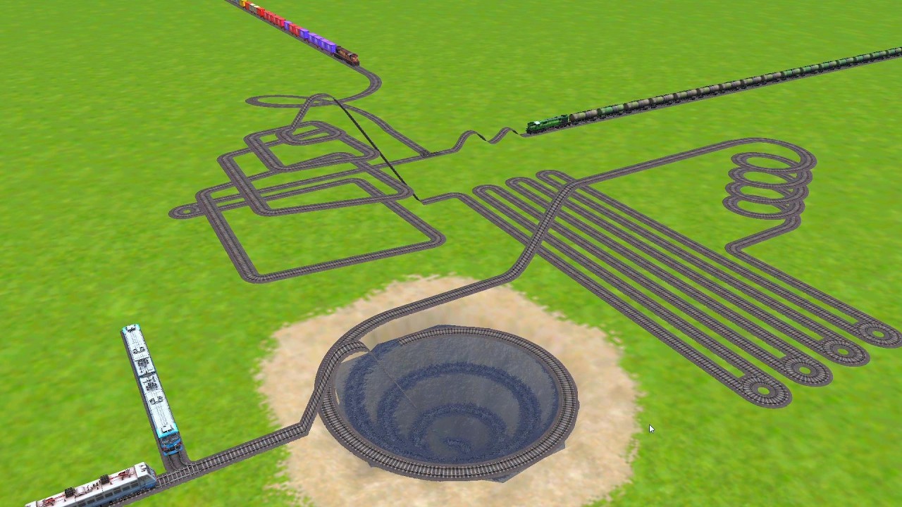 All Realstic Trains Crossing On Daimond 3D Curved Animated Lines Square Railroad track | train wold4