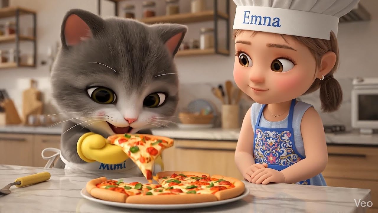 🌟Emna Cartoons 3D | Mimi & Emma make pizza (Làm bánh Pizza) 