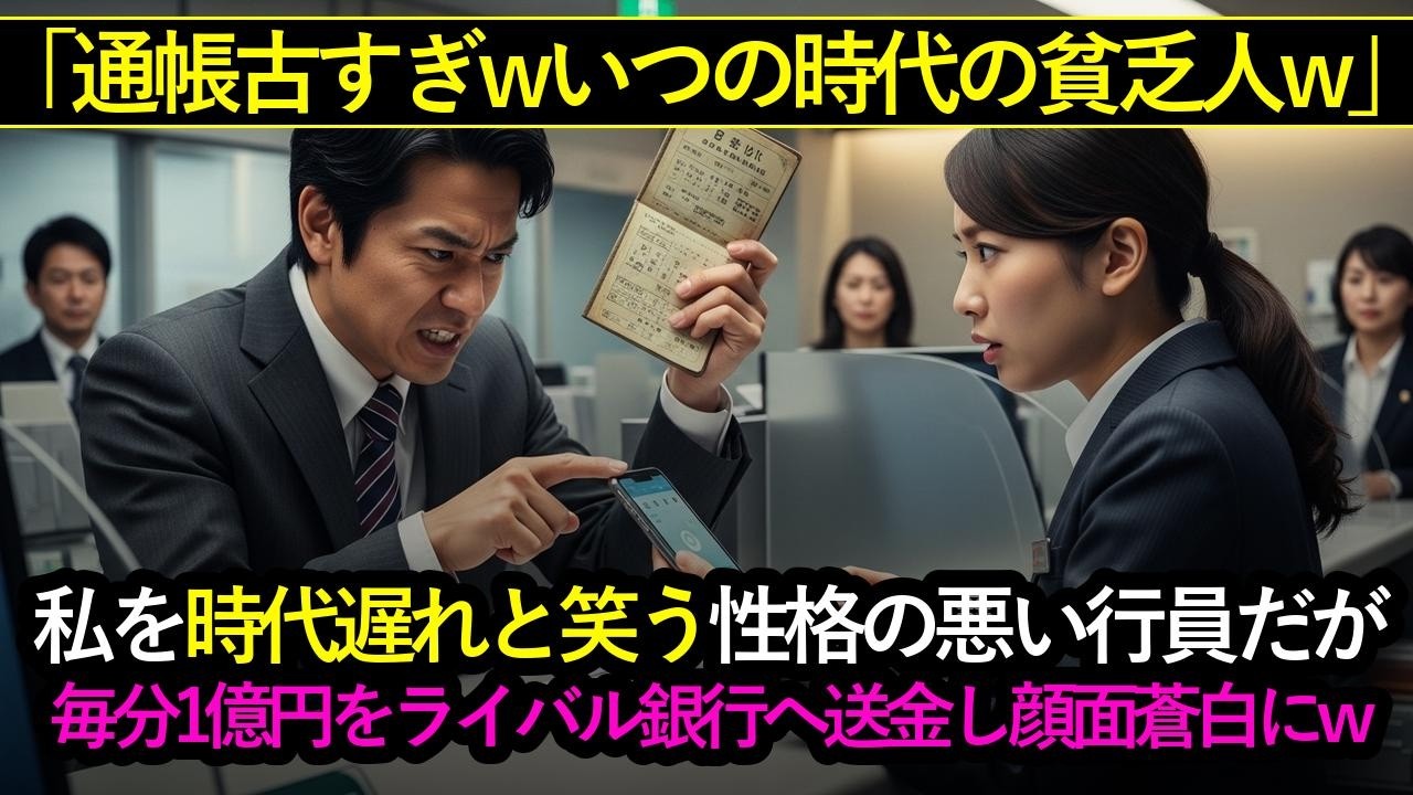 「通帳古すぎｗいつの時代の貧乏人ｗ」と笑う行員➡私「1分ごとに1億円、ライバル銀行へ送金するわねｗ」 #スカッとする話