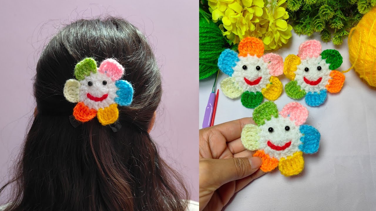 Crochet Hair Ties/Clips 💫 Step by Step Tutorial For Beginners 🥰 Cute Hair Accessories 