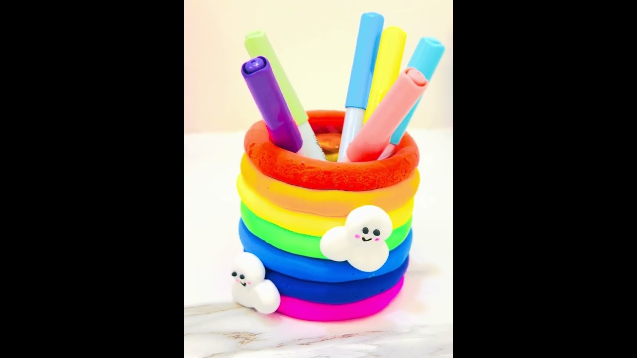 DIY Clay Pen Stand | Easy & Colorful Desk Organizer | Handmade Craft at Home