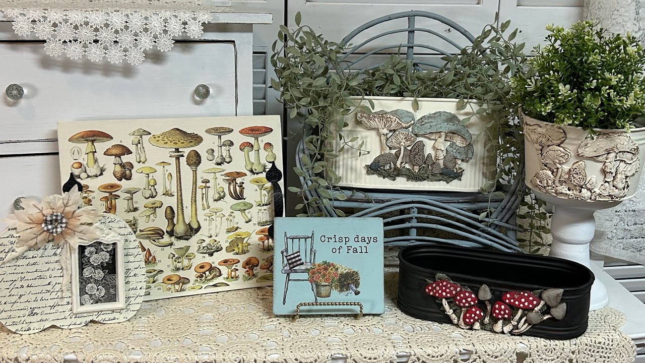 Shabby chic, Cottage Core, Rustic Mushroom Projects & Fall Decor