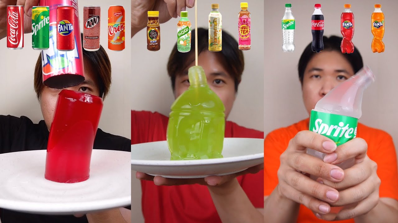 [COMPILATION] EATING JELLY FROM VARIOUS DRINK