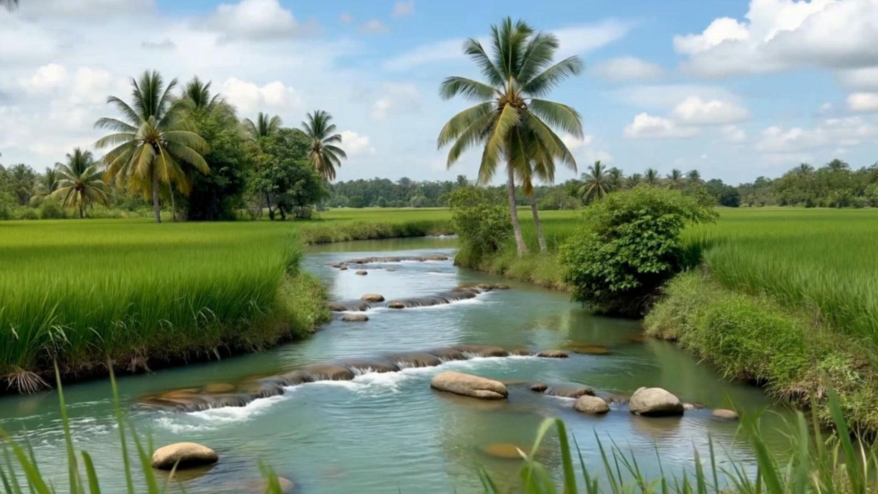Tropical River & Rice Fields ASMR 🌿 Gentle Water Sounds for Deep Sleep, Relaxation & Stress Relief