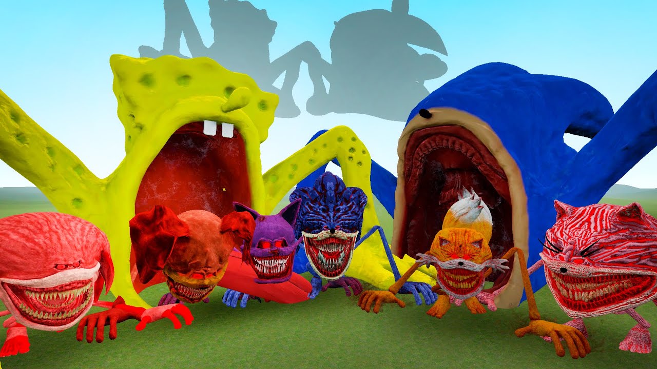 SpongeBob Eater With Shin Sonic Eater vs All Zoochosis Sonic Tapes in Garry's Mod