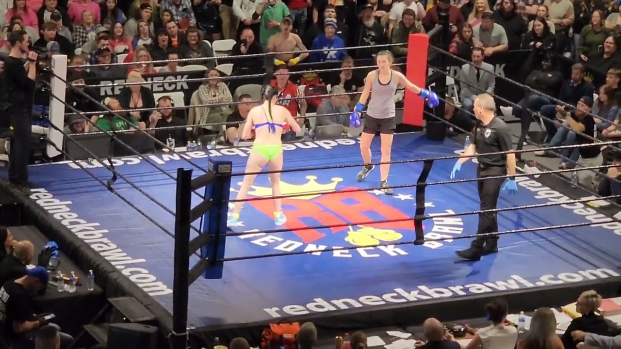redneck brawl ring girl fights (red gloves )