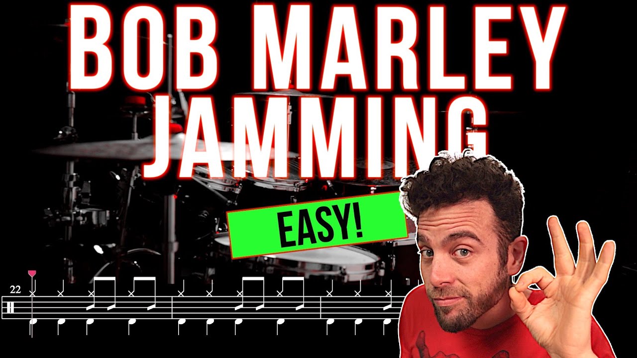 Bob Marley & The Wailers - Jamming - Drum cover (with scrolling drum score)