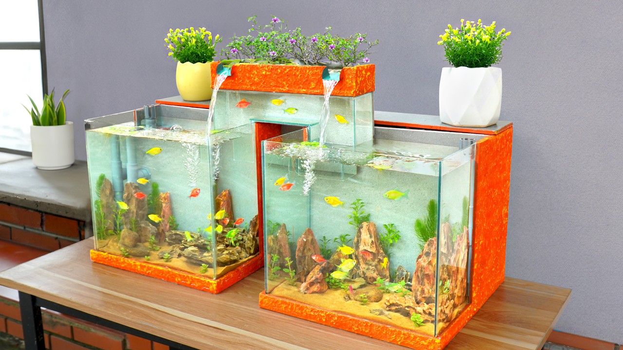 Easy to build aquarium jointed with fish bridge