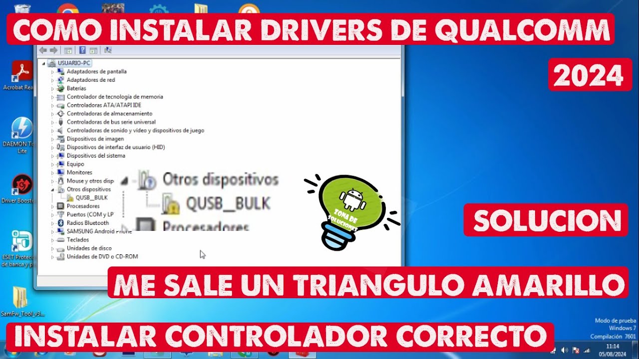INSTALAR DRIVERS DE QUALCOMM CORRECTAMENTE(ME APARECE UN TRINAGULO AMARILLO)SOLUCION 2025 W7/W8/W10