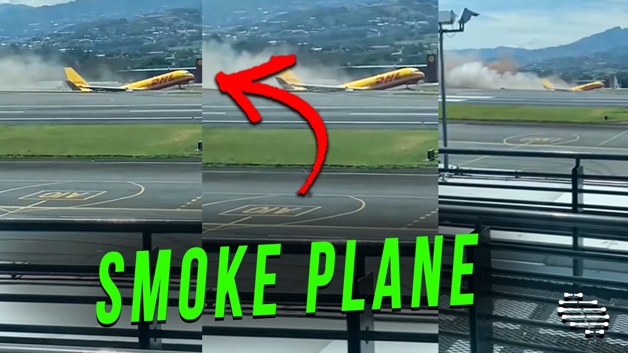 Cargo Plane in Smoke After It Came off the Runway