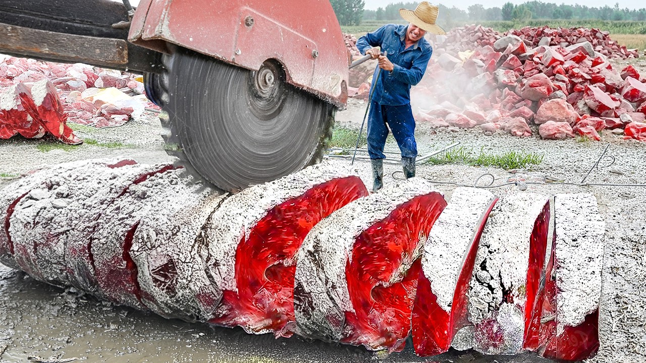 Amazing Way they Cut massive Slices from Giant Volcanic Rock