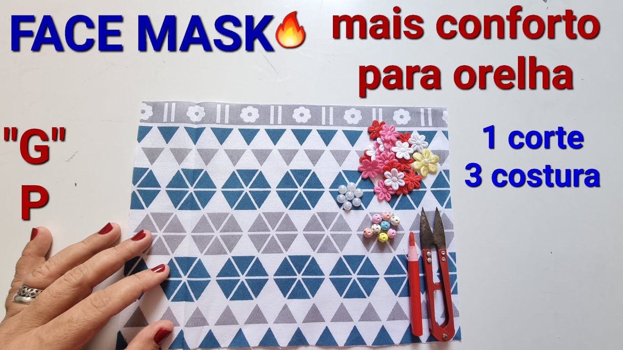 Face mask🔥máscara 3D fantástica  não machuca a orelha 1 corte 3 costura pouco tecido rápida fácil !!