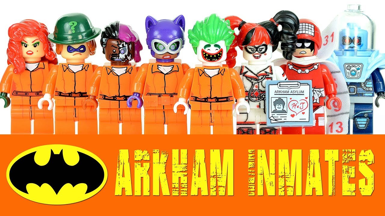 Batman Movie Arkham Asylum Inmates Unofficial LEGO Minifigures w/ Joker Riddler & Two-Face