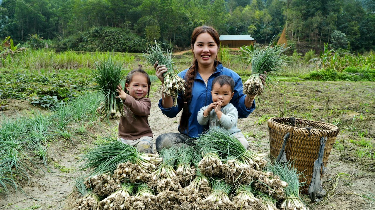 Work with your children to harvest a giant garden of green vegetables to sell at the market