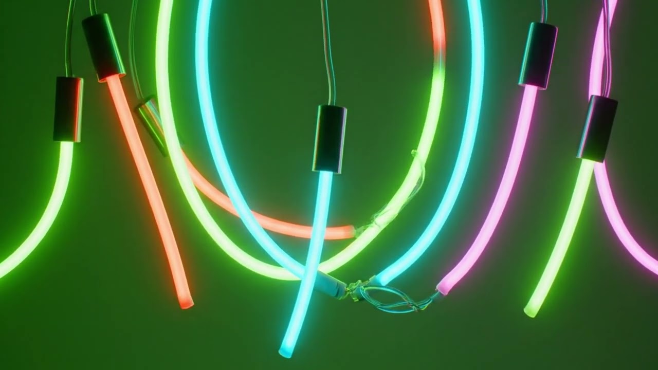 Neon Blinking Christmas Lights Green Screen | Modern Holiday Effect 01