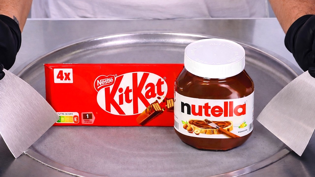 Nutella & KitKat Ice Cream Rolls | Satisfying Visual ASMR