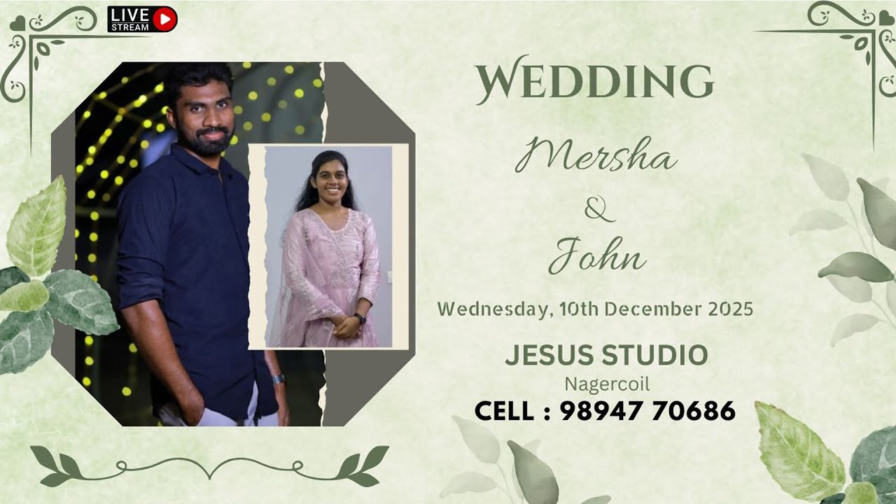 WEDDING Mersha & John ON : 10.12.2025, Time :10.00 a.m