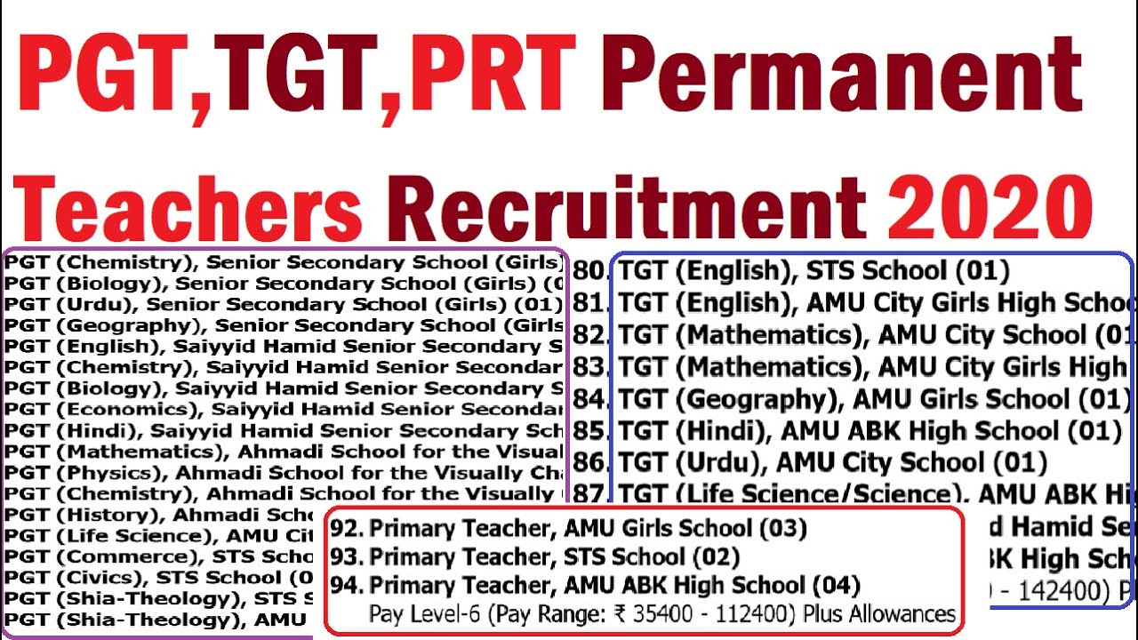 🔥🔥 PGT, TGT, PRT School Teachers Recruitment 2020, New Permanent Teachers Vacancy 2020, PHE, Arts