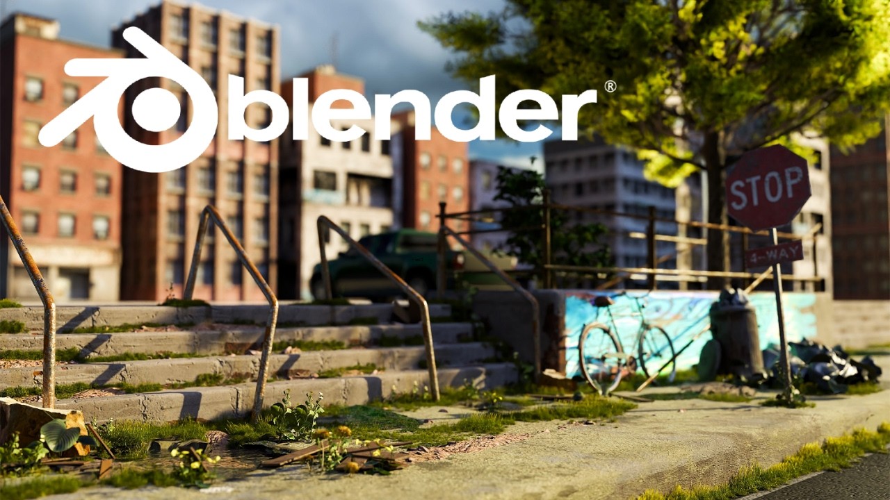 Creating an ABANDONED STREET SIDEWALK // Blender 4.5 - Kinda Tutorial #blender3d