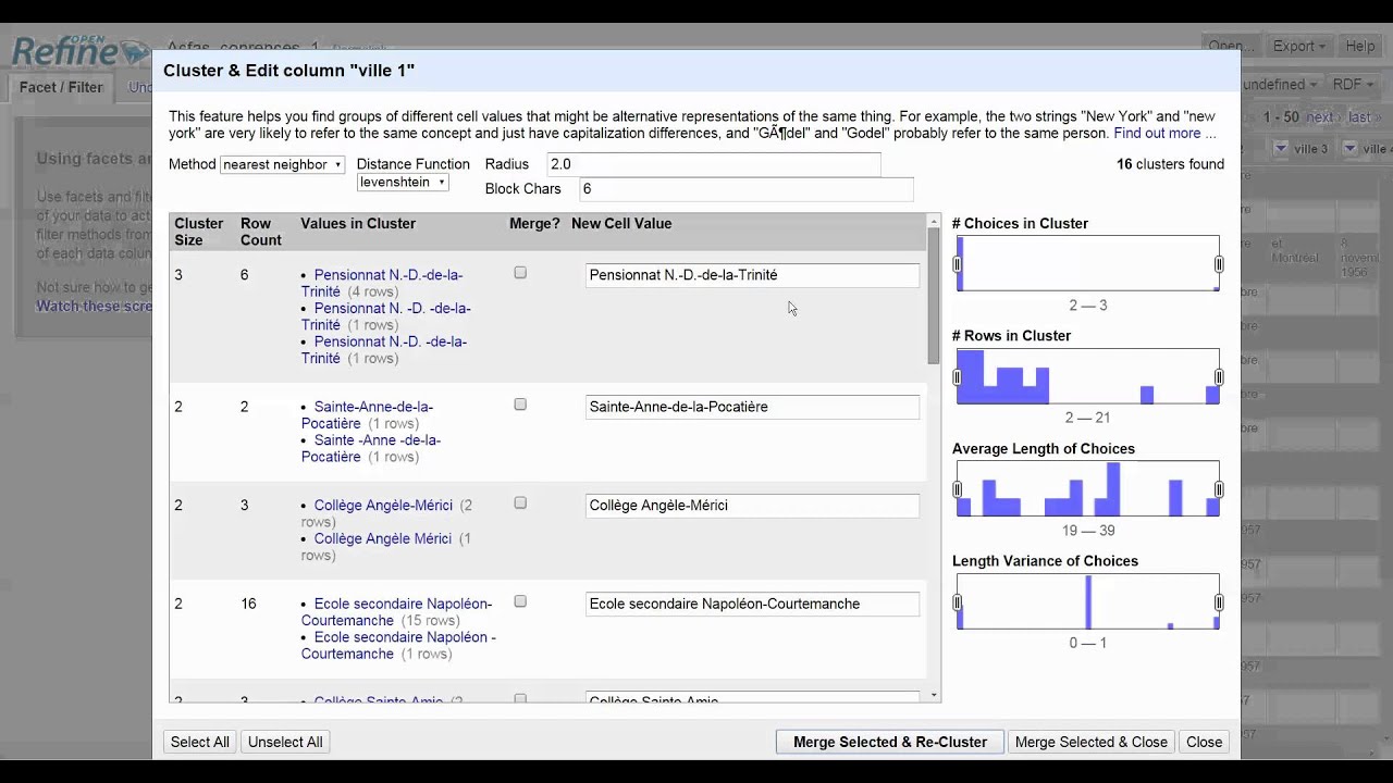 Normalisation et nettoyage des expressions avec Open Refine