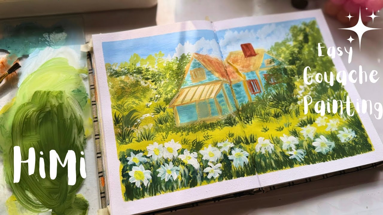 Painting with gouache colours how to painting with gouache tutorial nature painting tutorial